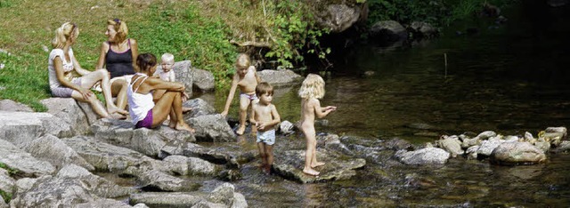 Die Badestelle am Rotbach bei der Birk...or allem bei kleinen Kindern beliebt.   | Foto: A.  Peikert