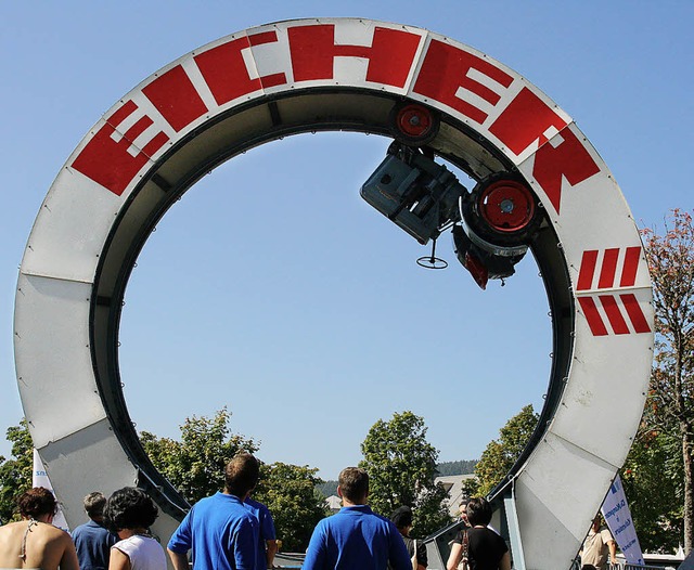 Das groe Eicher-Rad, in dem ein Schle...im Eicher-Treffen in Schluchsee sein.   | Foto: Roswitha Klaiber