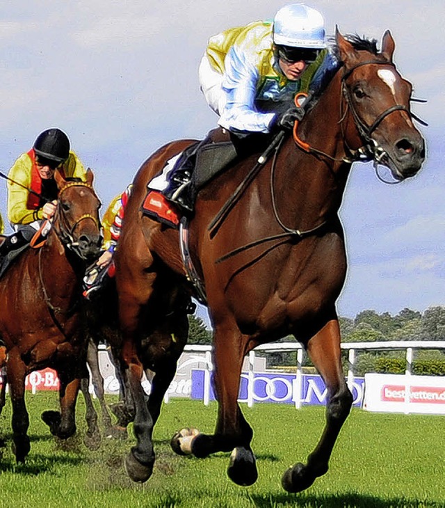 Ferro Sensation und Jockey Mirco Demuro auf dem Weg ins Ziel   | Foto: dpa