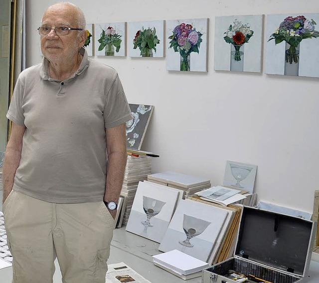 Peter Dreher arbeitet seit 40 Jahren in seinem kleinen Atelier in St. Mrgen.   | Foto: A.Wehrle