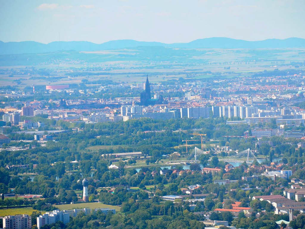 Blick ber den Rhein und die Passerelle nach Straburg