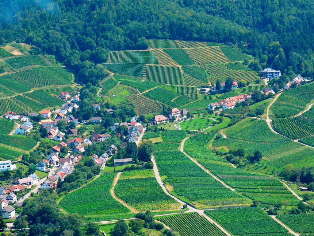 Fessenbach mit (rechts oben) dem Gasthaus Schuckshof und dem Haus Fichtenhalde