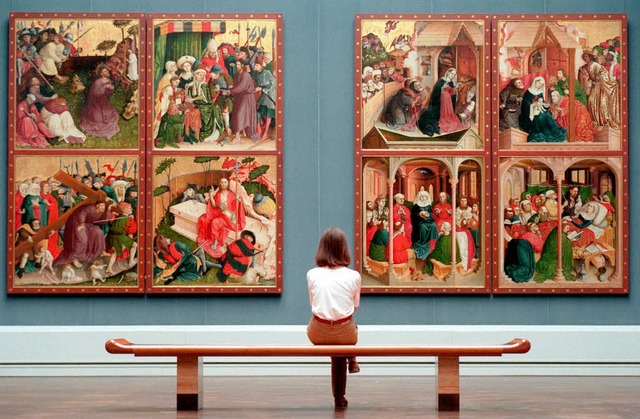 In der Gemldegalerie am Kulturforum: ...er Altar von Hans Multscher (um 1400)   | Foto: dpa