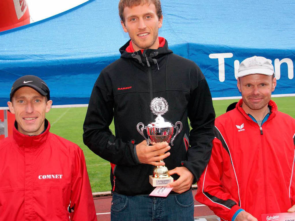 Das Siegertrio des diesjhrigen Wehratallaufs: Felix Khler (Mitte), Markus Jenne und Andreas Bhler (rechts).