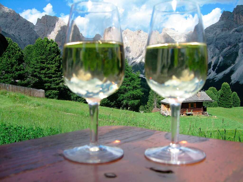Thomas und Hella Worseg aus Sexau genossen nicht nur die Aussicht auf die Sdtiroler Berge, sondern auch den regionalen Wein.