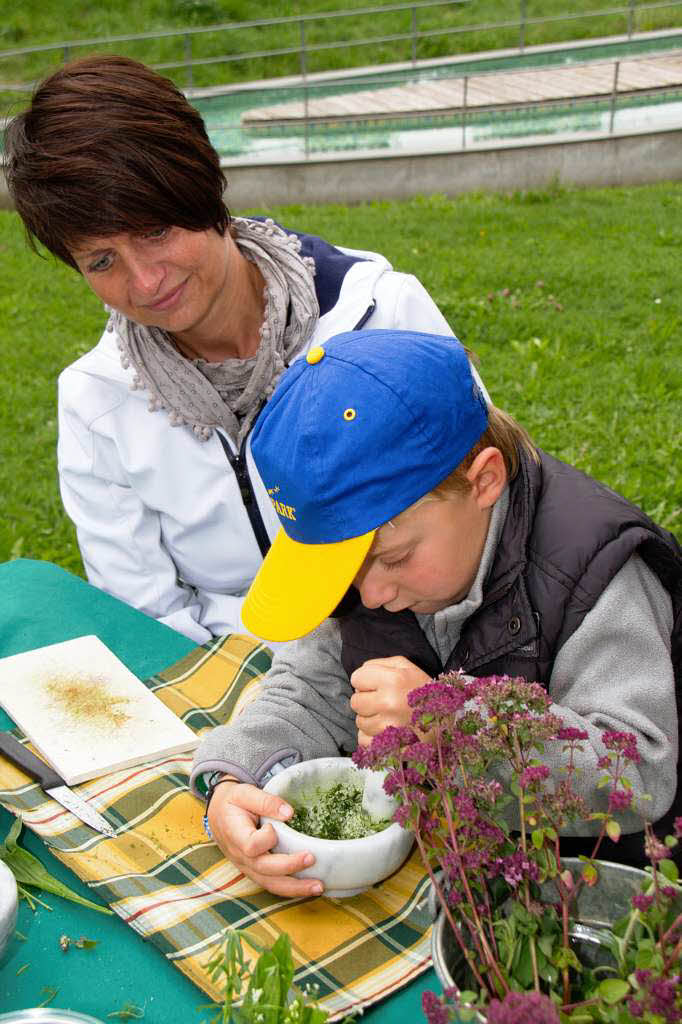 Aus krnigem  Meersalz und  frischen Krutern konnten Kinder  Kruersalz mit persnlicher Geschmacksrichtung herstellen.