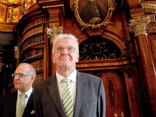 Tempel der Bildung:  Besucher Kretschm...ftsbibliothek St. Gallen beeindrucken   | Foto: dpa