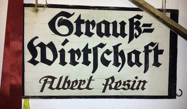 Schild der alten Strauenwirtschaft vo...rovater aus den frhen 1930-er Jahren  | Foto: ZVG