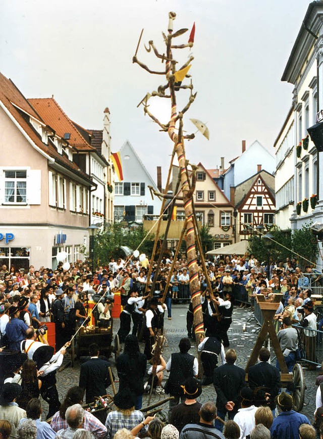 Stellen des Freiheitsbaumes beim Freiheitsfest 1997  | Foto: Kulturbro