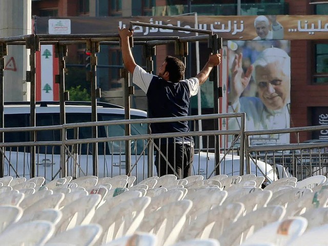 Beirut bereitet sich auf den Besuch des Papstes vor.   | Foto: dapd