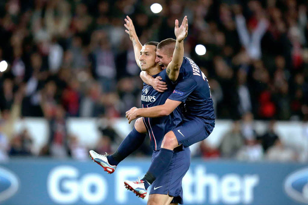 Paris St. Germain fertigte Dynamo Kiew mit 4:1 ab. Zlatan Ibrahimovic links traf vom Elfmeterpunkt.