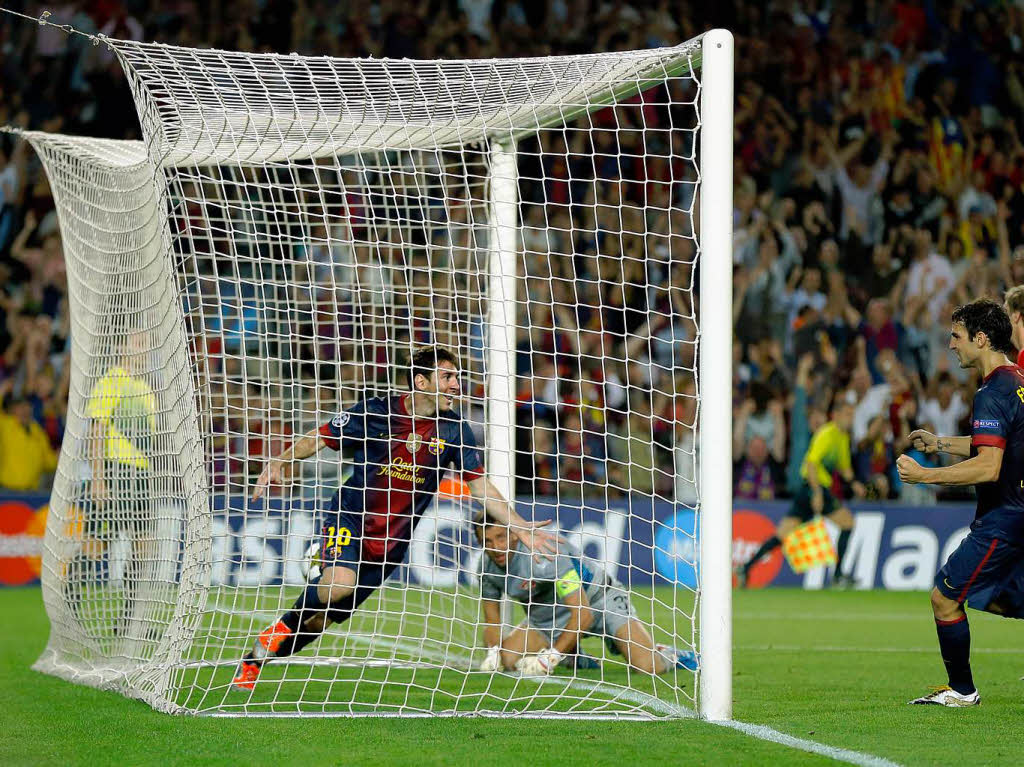 Der Siegtreffer: Lionel Messi (links) jubelt ber das 3:2 gegen Spartak Moskau.