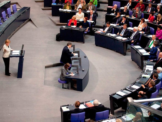 Der Bundestag bei der Haushaltsdebatte.  | Foto: dpa