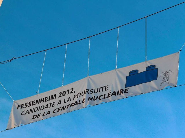 &#8222;Fessenheim kandidiert fr den W...#8220; steht bersetzt auf dem Banner.  | Foto: Simone Bastreri