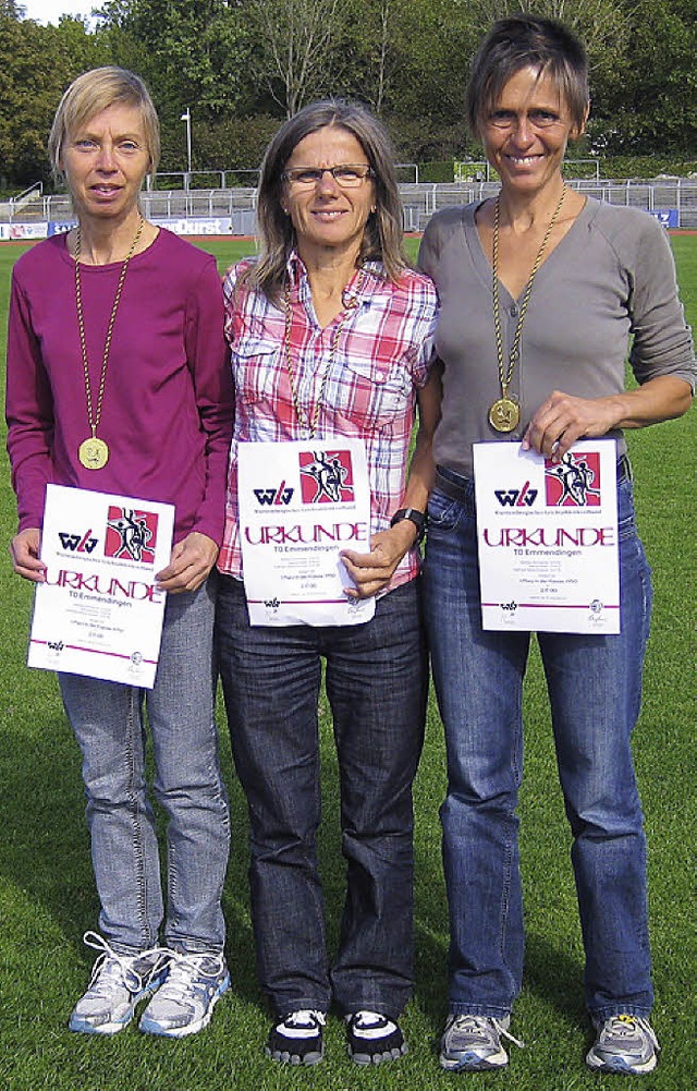 Erfolgreiches Trio: von links Sabine K...chmelzle und Adelheid Wette-Schiestl.   | Foto: Privat