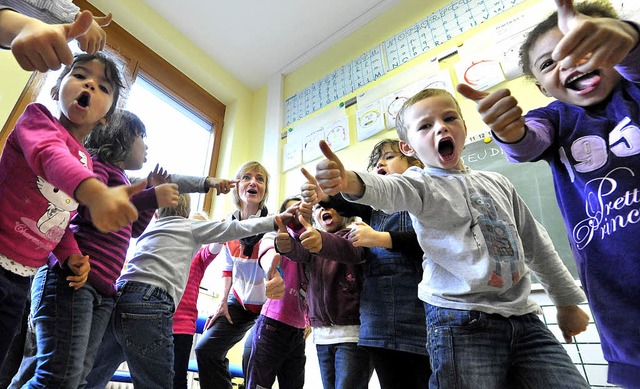 Alles super, tout super, finden die Ki... Deutsch-Franzsischen Kindergartens.   | Foto: Michael Bamberger