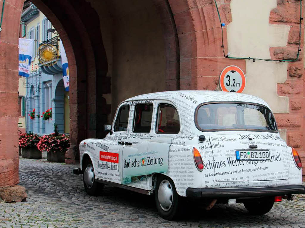 Das „Taxi“ der Badischen Zeitung im Einsatz in Endingen im Pendelverkehr zwischen Innenstadt und Industriegebiet.