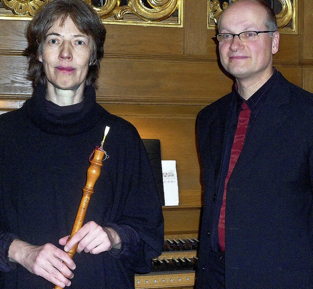 Mit Barockoboe und Orgelspiel begeiste...t Karla Schrter und Willi Kronenberg.  | Foto: Bianca Flier