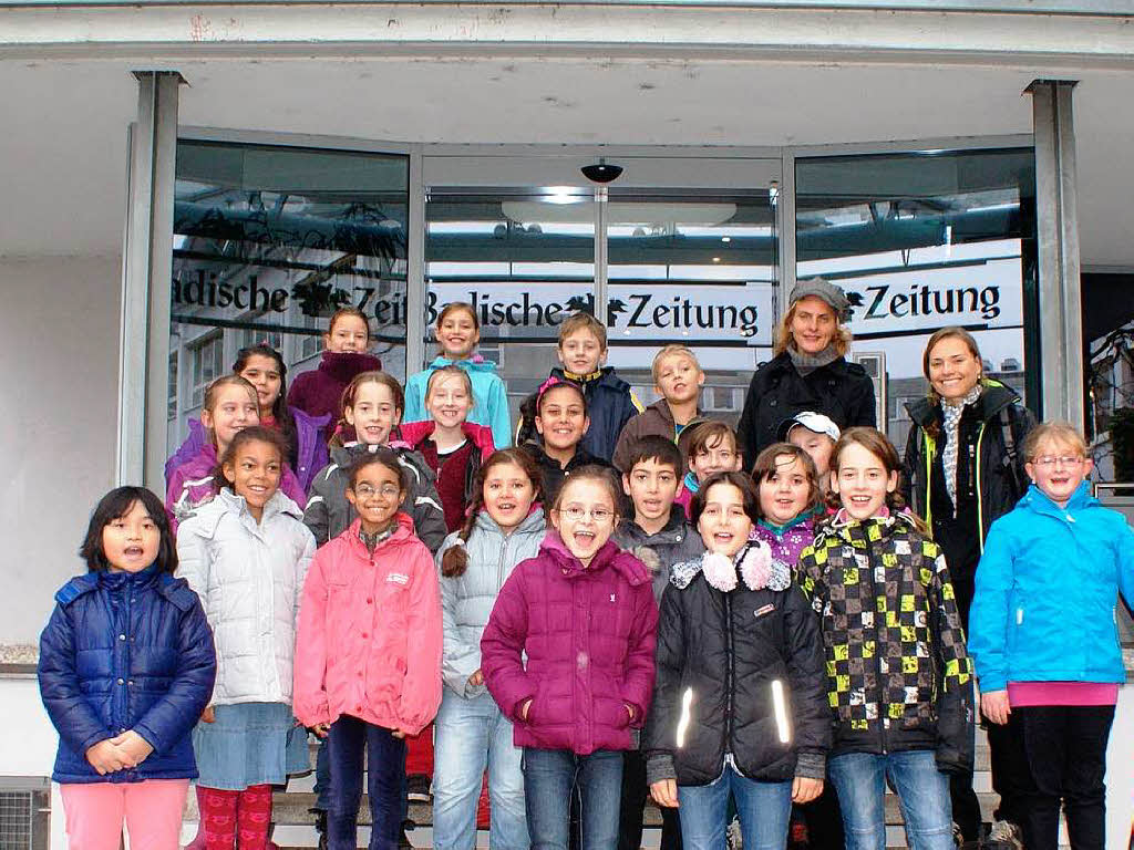 Die Klasse 4b der Hebelschule aus Freiburg mit ihrer Lehrerin Frau Natalie Mayer-Kaupp