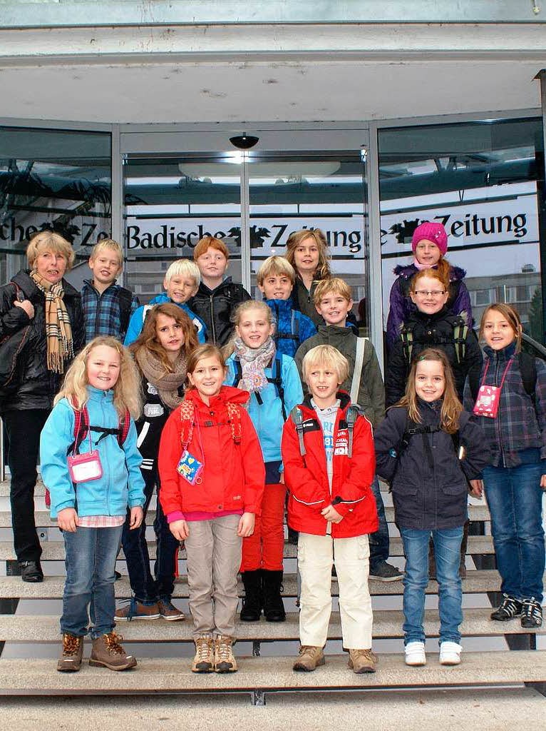 Die Klasse 4a der Wilhelm-Hildenbrand-Schule aus Vogtsburg mit ihrer Lehrerin Frau Ulrike Matern
