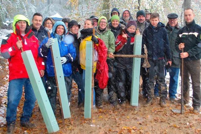 32 Freiwillige pflanzen fast 500 Bäume im Wald bei Oberrotweil