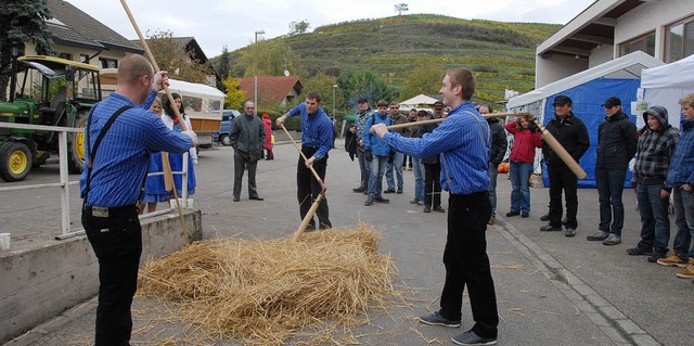 Eine Attraktion beim sechsten Jechting...s Korn aus den hren gedroschen wurde.  | Foto: Roland Vitt