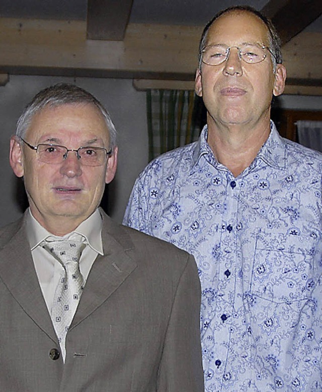 Harald Schneider (links) und Werner Ko...r 40 Jahre Firmenzugehrigkeit geehrt.  | Foto: Roland Vitt