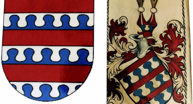 Das Wappen von Blumegg (links) mit get...ch im Wappen der Frstenberger wieder.  | Foto: Christa Maier