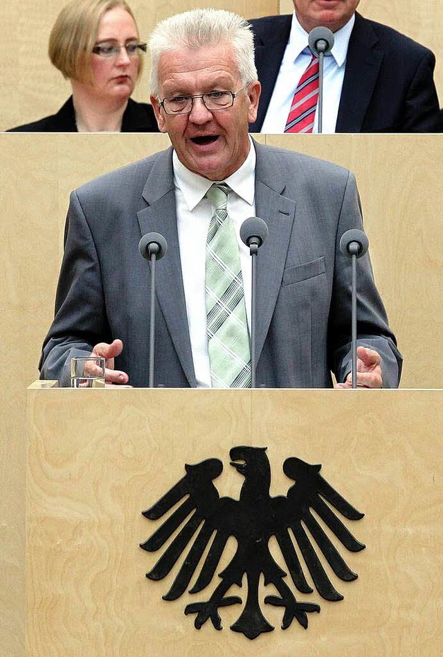 Neue Rolle fr den Ministerprsidenten...211; Winfried Kretschmann im Bundesrat  | Foto: DPA