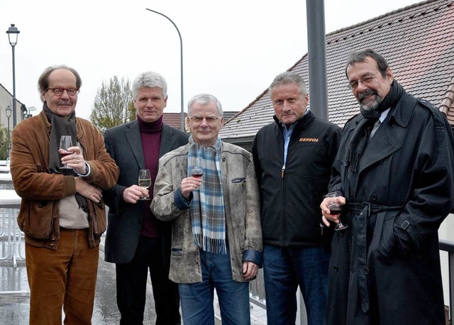 Brgermeister Martin Obert, Bauunterne...r Alois Lai und Planer Jrgen Theobald  | Foto: Kai Kricheldorff