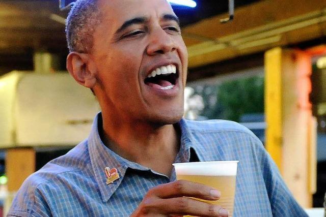 Auf der Wahlparty im Cinemaxx gibt es das original Obama-Bier