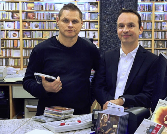 Gerhard Gehre (links) und Christian Sumser in ihrem CD-Fachgeschft.   | Foto: Thomas Kunz