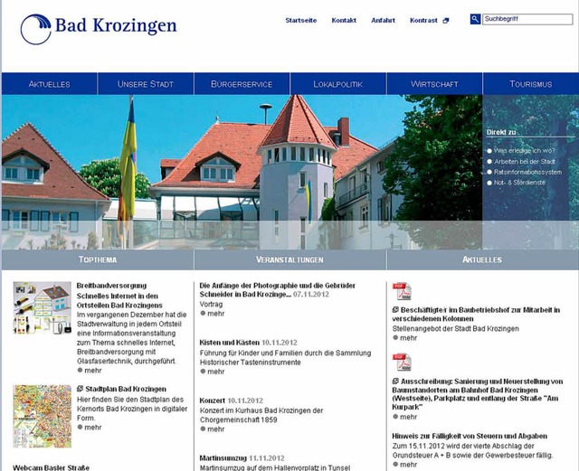 In deutlich zeitgemerem Gewand prse... die Homepage der Stadt Bad Krozingen.  | Foto: Alexander Huber