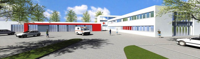 So soll die neue Rettungswache aussehe...ger DRK-Einrichtungen gemeinsam bauen.  | Foto: Grafik: Frank-M. Graf Architekturbro Offenburg