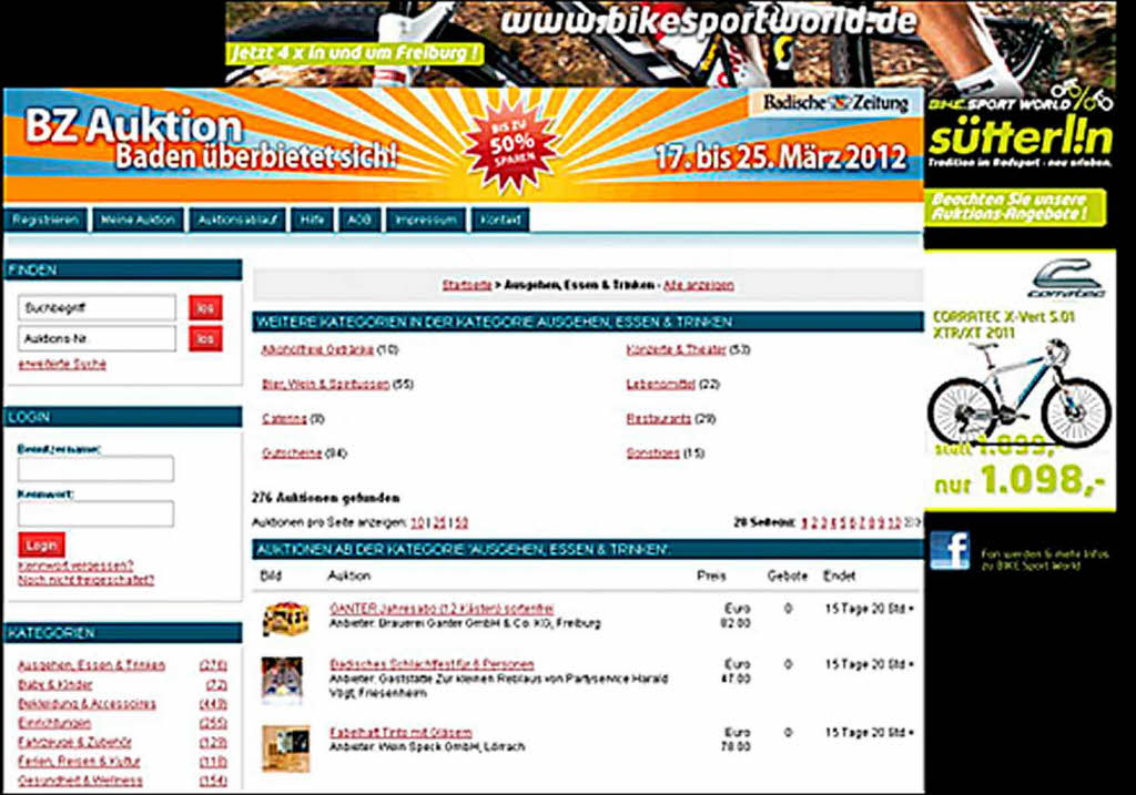 Kategorie Print und Online: Der 3. Preis (2000  Euro) ging an Bike Sport World Stterlin in Freiburg  fr seine kombinierte  Kampagne in BZ, BZ-Online und BZ-Auktion zur  Saisonerffnung.