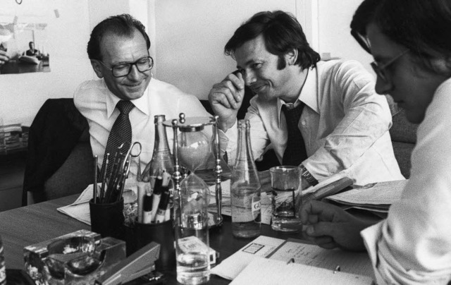 Bunte-Redaktionskonferenz 1977 in Offe...ben ihm Produktionschef Gerd Spiegel.   | Foto: Hubert Burda Media