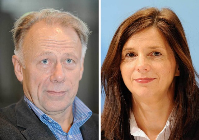 Mit Jrgen Trittin und Katrin Gring-E...die Grnen in den Bundestagswahlkampf.  | Foto: dpa