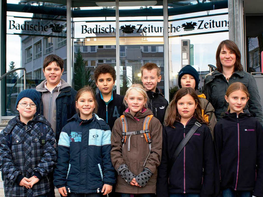 Die Klasse 4 der Paul-Hindemith-Schule Freiburg mit ihrer Lehrerin Angelika Schieer