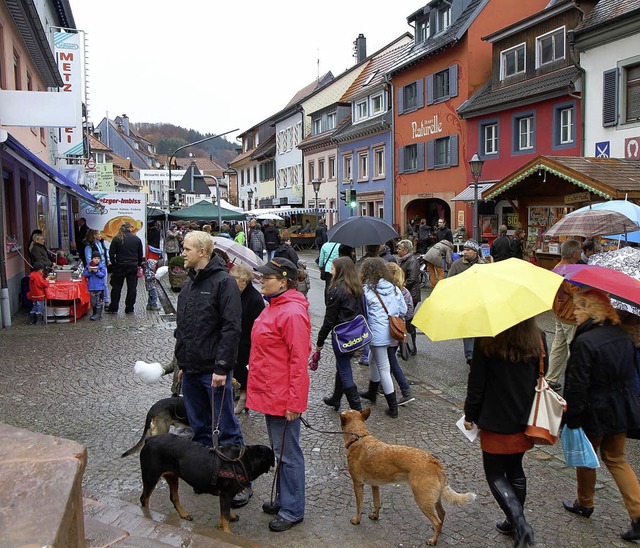 Mehr als genug  Schirmherren und -dame...imarkt am Sonntag in Elzach zu sehen.   | Foto: Daniel Fleig