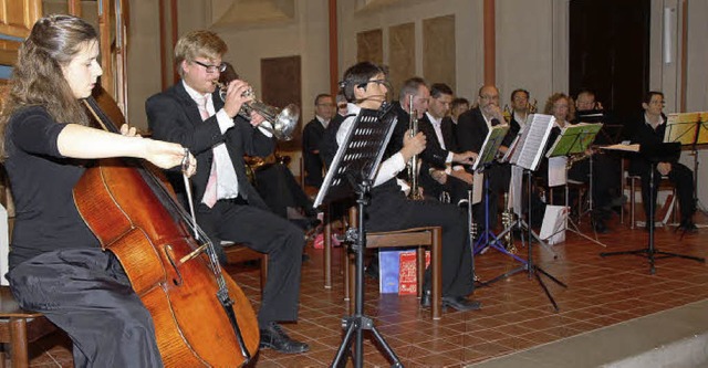 Musik fr Blechblser und Violoncello:...o) und  Frieder Reich am  Flgelhorn.   | Foto: Dagmar Barber