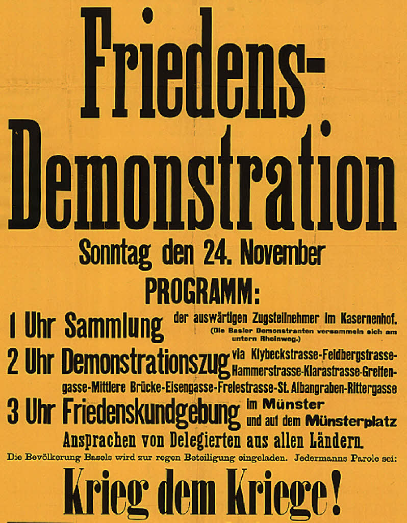 Krieg dem Kriege! Basel Badische Zeitung