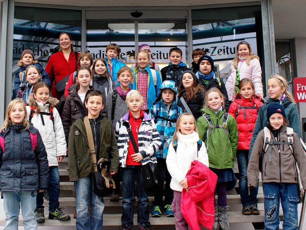 Die Klasse 4c der Johann-Heinrich-von-Landeck-Schule aus Bad Krozingen mit ihrer Lehrerin Frau Uda Freund