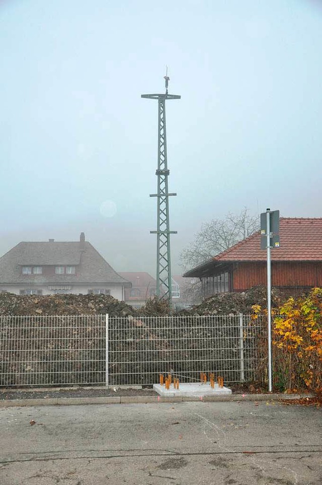 Der Mast des Anstoes: Er sei nicht du...n die Kritiker. Die SWEG widerspricht.  | Foto: Rainer Ruther