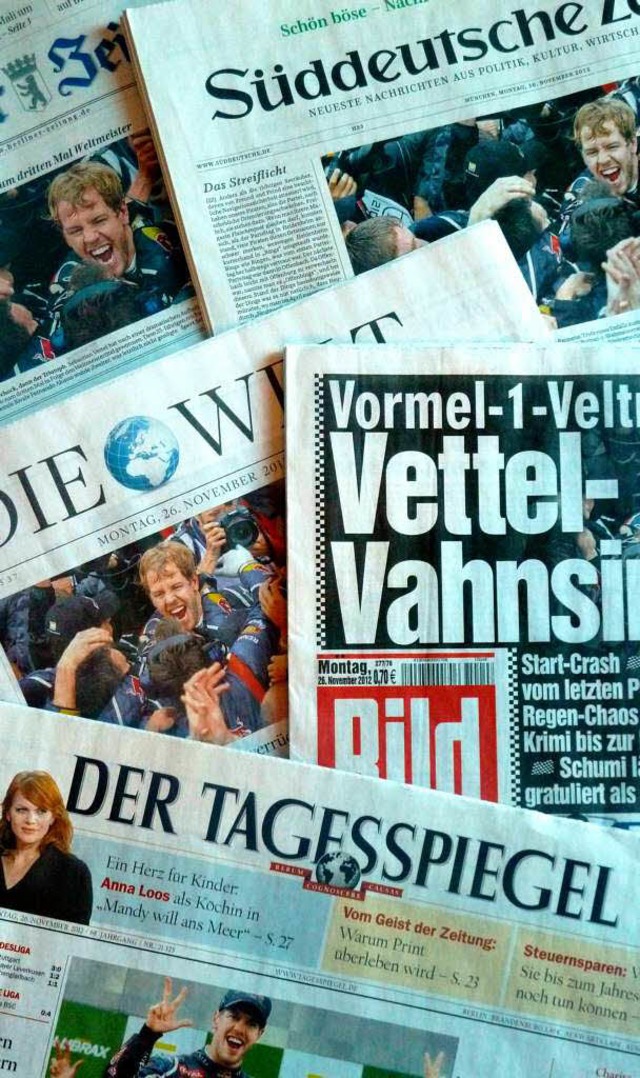 Auch die deutschen Medien haben Vettels drittem Triumph viel Platz eingerumt.  | Foto: AFP