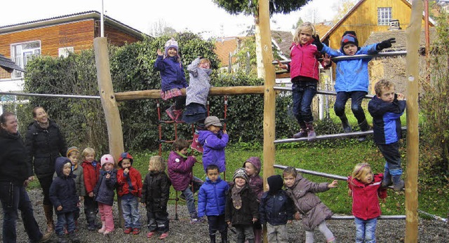 Endlich: Im Schmieheimer Kindergarten ...ude, die Kletteranlage ist komplett.    | Foto: kindergarten