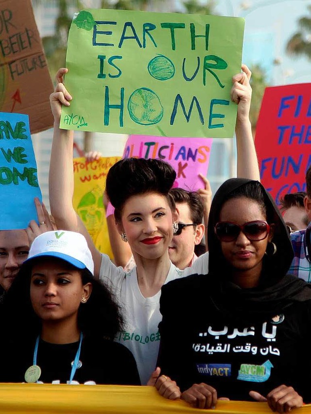 Proteste bei der Klimakonferenz in Doha.  | Foto: AFP