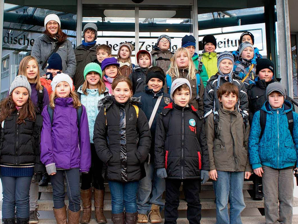 Die Klasse 4a der Michaelschule aus Riegel mit ihrer Lehrerin Frau Barbara von Schwerin