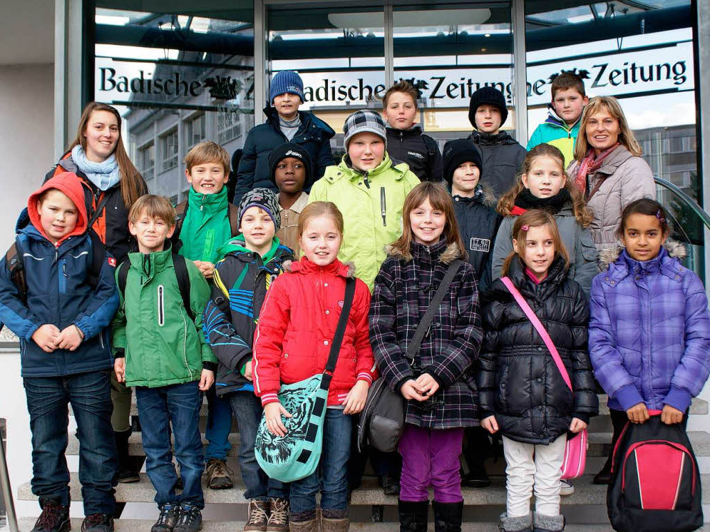 Die Klasse 4 der Ferdinand-Ruska-Schule aus Kappel-Grafenhausen mit ihrer Lehrerin Frau Stader