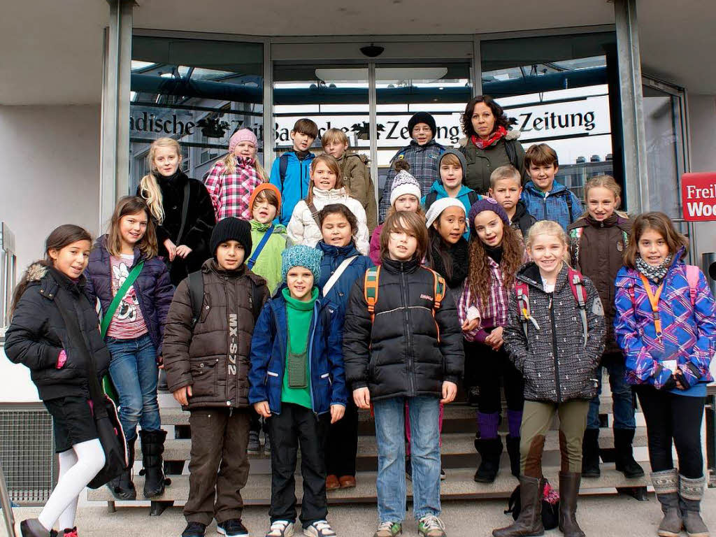 Die Klasse 4a der Anne-Frank-Schule aus Offenburg mit ihrer Lehrerin Frau Carolin Ruf