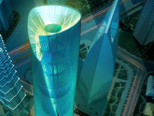 Beispiel modernen Glasbaus: der Shanghai-Tower (Modell).  | Foto: Verwendung weltweit, usage worldwide